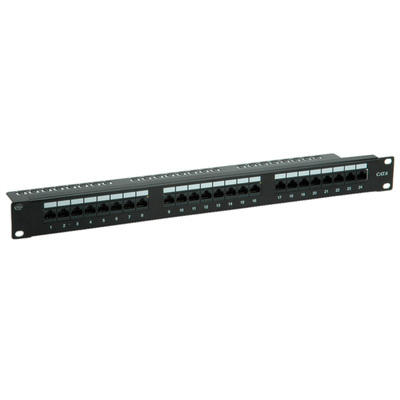 19" Patch panel 24port cat.6, netienený, 1U, čierny
