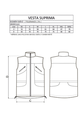 Vesta SUPRIMA bez kapucne, sieťovaná podšívka, s prieduchmi na chrbáte, funkčná, čierna+modrá XL