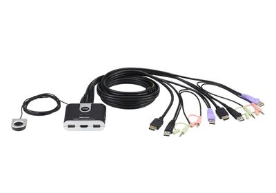 KVM switch/prepínač 2PC, HDMI, USB, star+audio