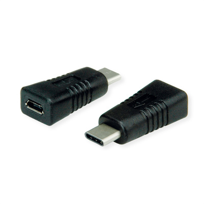 Adaptér USB 3.2 Gen 2, C-Micro-B (2.0) M/F, 480Mbps, priamy, OTG, čierny