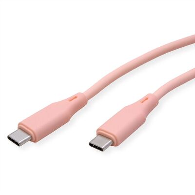 Kábel USB 2.0 Typ C CM/CM 1m, High Speed, PD 60w 20V3A, ružový, pozl. konektor, flexibilný