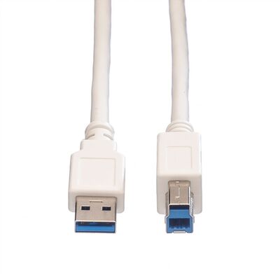 Kábel USB 3.2 Gen 1, A-B M/M 3m, 5Gbps, biely
