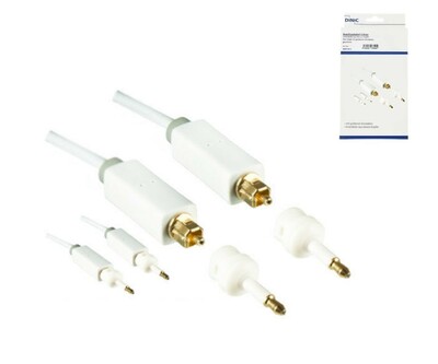 Kábel Toslink audio optický SPDIF prepojovací M/M 2m, + adaptér 3,5mm mini toslink, biely