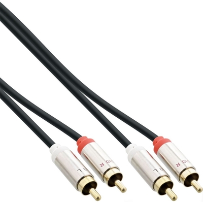 Kábel Cinch 2x audio M/M 0.5m, čierny, pozl. konektor, Slim