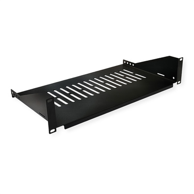 19" Polica 250mm, max. 15kg, 2U, sada skrutiek a podložiek v balení, čierna