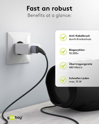 Kábel USB 2.0 Typ C AM/CM 1m, High Speed, Power Delivery 60w 20V3A, čierny/sivý