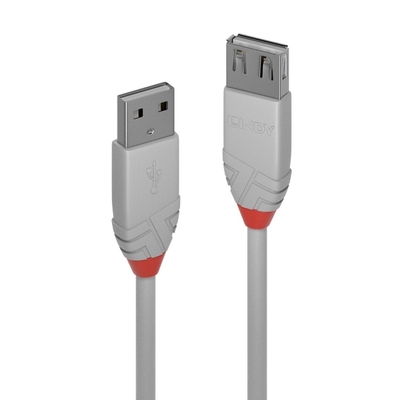 Kábel USB 2.0 A-A M/F 3m, High Speed, predlžovací, sivý, Anthra Line