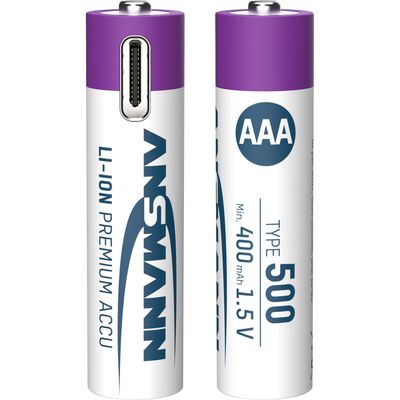 Baterka ANSMANN nabíjacia AAA (4ks) 500mAh Li-Ion (HR03), nabíjanie cez USB C