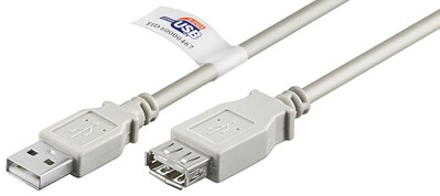 Kábel USB 2.0 A-A M/F 1.8m, High Speed, predlžovací, sivý, CERT