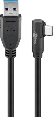 Kábel USB 3.2 Gen 1, AM/CM Typ C 2m, 5Gbps, čierny, zahnutý 90°