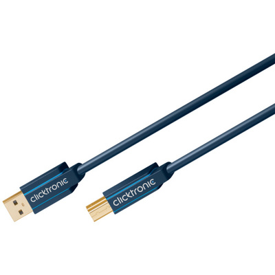 Kábel USB 3.2 Gen 1, A-B M/M 0.5m, 5Gbps, modrý, ClickTronic, pozl. kon.