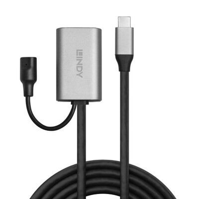 Kábel USB 3.2 Gen 2, Typ C CM/AF 5m, 10Gbps, čierny, predlžovací, aktívny