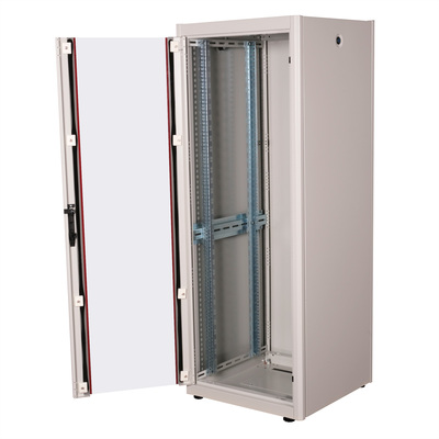 19" Rack na podlahu 32U, 1560x600x600mm (HxWxD), BASIC, sklenené dvere, sivý