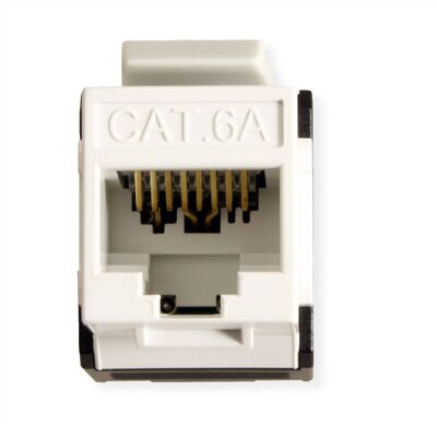 Konektor Keystone cat.6a, netienený, bielo-čierny plast, beznástrojový (toolless)