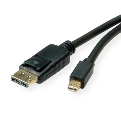 Kábel DisplayPort mini/DP M/M 2m, 8K@60Hz, DP v1.4, 32.4Gbit/s, čierny, pozl.konektor