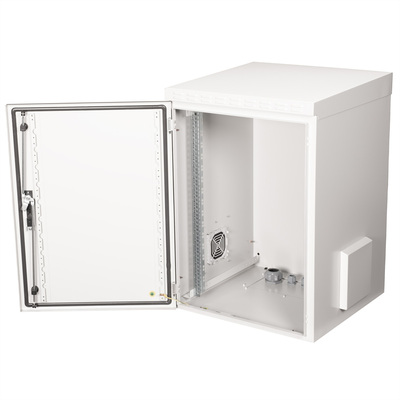 19" Rack na stenu 16U, sivý, 891x600x600mm (HxWxD), RAL7035, IP55, vonkajší, odnímateľné bočnice