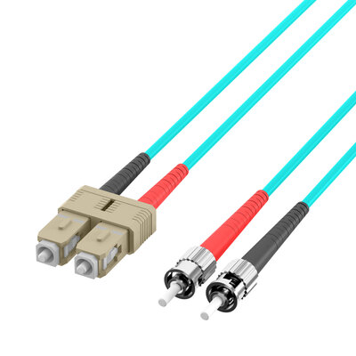Fiber kábel SC-ST, 2m Duplex OM3(50/125µm), LSOH, 3mm, tyrkysový