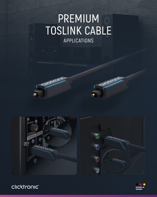 Kábel Toslink audio optický SPDIF prepojovací M/M 0.5m, ø6.0mm, modrý, ClickTronic
