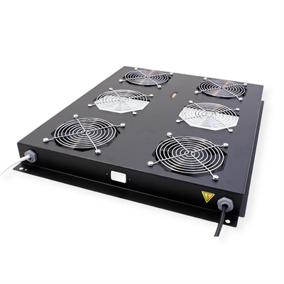 19" Ventilačná jednotka, stropná, 4 vetráky, s termostatom, čierna, RAL9005