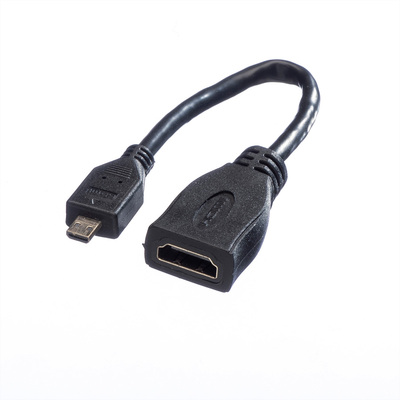 Káblový adaptér HDMI/HDMI micro F/M 0.15m, High Speed+Eth, 4K@30Hz, HDMI 1.4, čierny