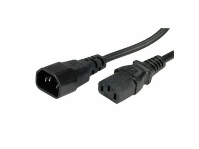 Kábel sieťový 230V predlžovací, C13 - C14, 3m, LSOH, 1.00mm², 10A, čierny, Roline Green, Eco obal