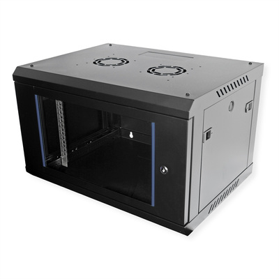 19" Rack na stenu 6U, čierny, 379x600x450mm (HxWxD), odnímateľné bočnice