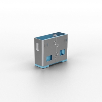 USB Port Blocker bez kľúča, 10x zámok USB-A, modrý