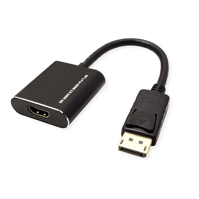 Adaptér DisplayPort/HDMI M/F, 4K@60Hz (DP 1.2a, HDMI 2.0), aktívny, 15cm, čierny