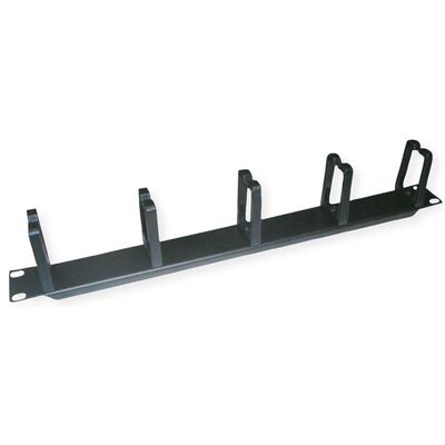 19" Panel vyväzovací, organizér, 5x oko (Typ C, plast), 1U, oceľ, čierny