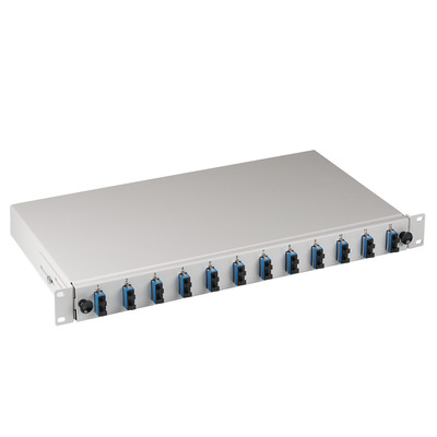 Patchpanel optický kompletný (pigtails + holders), výsuvný, 6 x SC Duplex, OS2, vaňa, sivý