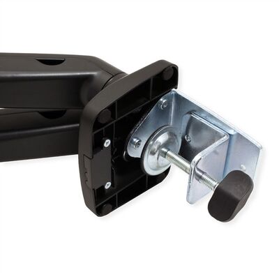 Držiak pre 2x monitor na stôl, úchyt o dosku, pneumatický, max 6.5kg rameno 450mm VESA 75/100 čierny