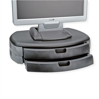 Stojan/podstavec na LCD monitor/notebook, čierny so zásobníkmi, TREND