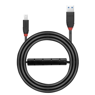 Kábel USB 3.0 A-B M/M 10m, Super Speed, čierny, Slim, AKTÍVNY