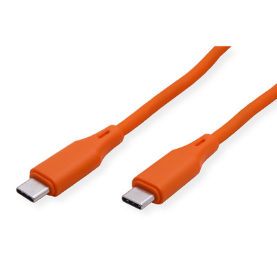 Kábel USB 2.0, CM/CM, 1m, High Speed, PD 60W 20V3A, oražový, pozl. konektor, flexiblný