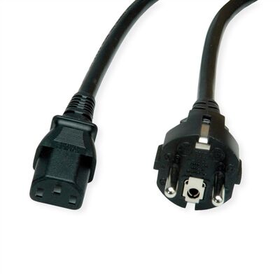 Kábel sieťový 230V, vidlica (CEE7/7) priama - C13, 1.8m, 0.75mm², 10A, čierny