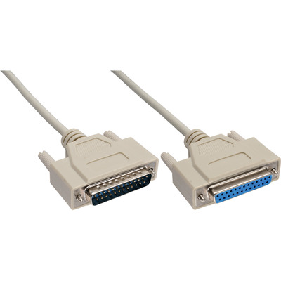 Kábel RS232 25pin M/F 10m, predlžovací, 1:1, sivý