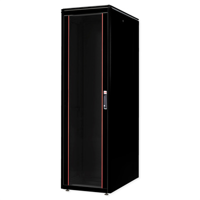19" Rack na podlahu 47U, 2276x600x1000mm (HxWxD), PRO, sklenené dvere, čierny