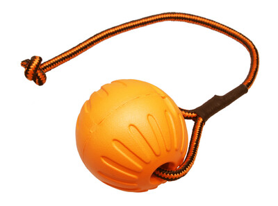 Lopta penová veľká plávajúca, 9cm, so šnúrkou 53cm, extrémne odolná, FOAM, oranžová