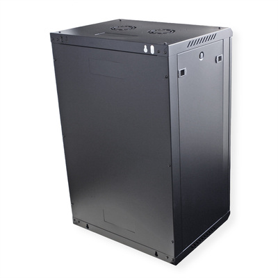 19" Rack na stenu 18U, čierny, 912x600x450mm (HxWxD), odnímateľné bočnice