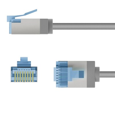 U/FTP Patchkábel LSOH TPE 3m cat.6a, sivý, slim, Cu, Flex Cable, Eco obal