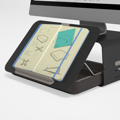 Stojan/podstavec na LCD monitor/notebook, 355x250x50–240mm, max. 6kg, čierny, Bento