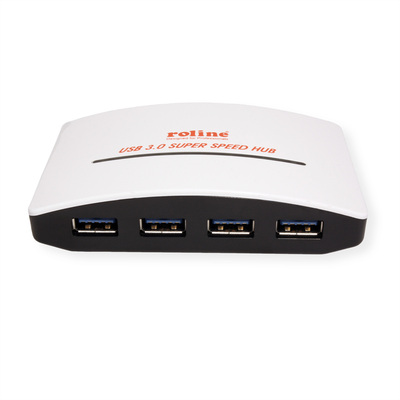 Hub USB 3.2, 4 Port, 4x USB A, s ext. adaptérom, biela a čierna