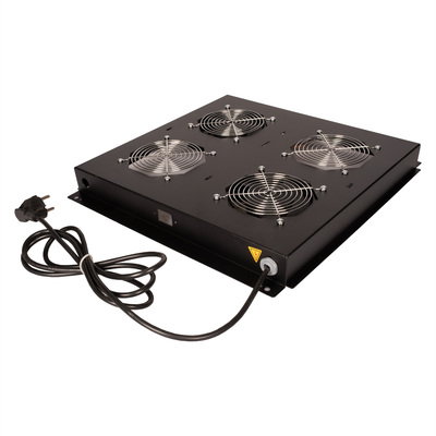 19" Ventilačná jednotka, stropná, 2 vetráky, ON/OFF, čierna, RAL9005