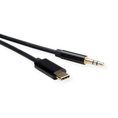 Kábel USB 3.1 Typ C na 3,5mm stereo M/M 0.8m, pozl. kon., čierny