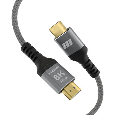 Kábel HDMI M/M 5m, Ultra High Speed+Eth, 8K@60Hz, HDMI 2.1/2.0, 48G, pozla. konektor, sivý
