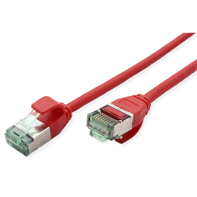 U/FTP Patchkábel TPE 1m cat.6a, červený, slim, Cu, Flex Cable, Roline Recycled Material