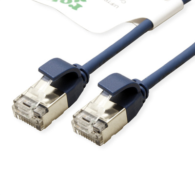 U/FTP Patchkábel LSOH TPE 1.5m cat.6a, modrý, slim, Cu, Flex Cable, Roline Green, Eco obal