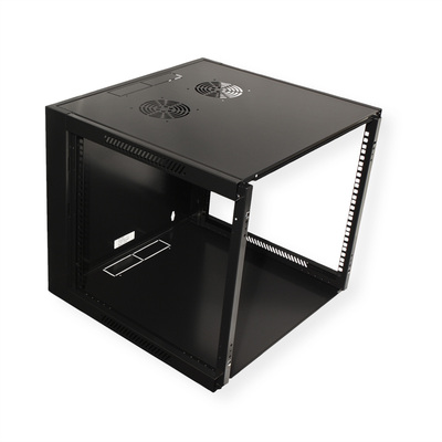 19" Rack na stenu 6U, čierny, 368x570x450mm (HxWxD), odnímateľné bočnice