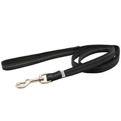 Vodítko s uškom pogumované, 19mm/1.2m, nerezová karabína, čierne, HS