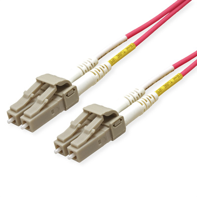 Fiber kábel LC-LC, 15m Duplex OM4(50/125µm), LSOH, low-loss konektor, 2.8mm, fialový